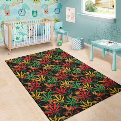 Rasta Marijuana Pattern Print Area Rug