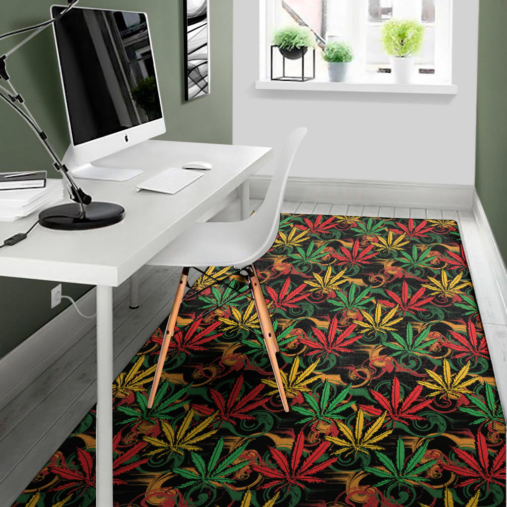 Rasta Marijuana Pattern Print Area Rug