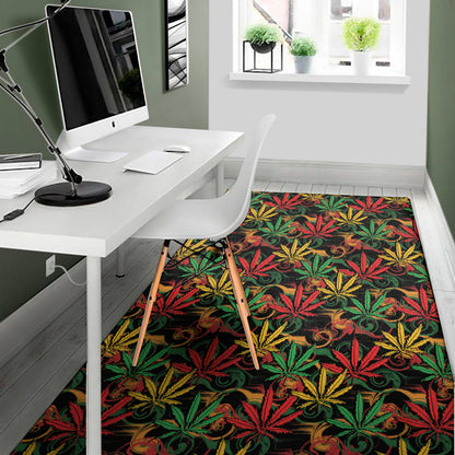 Rasta Marijuana Pattern Print Area Rug