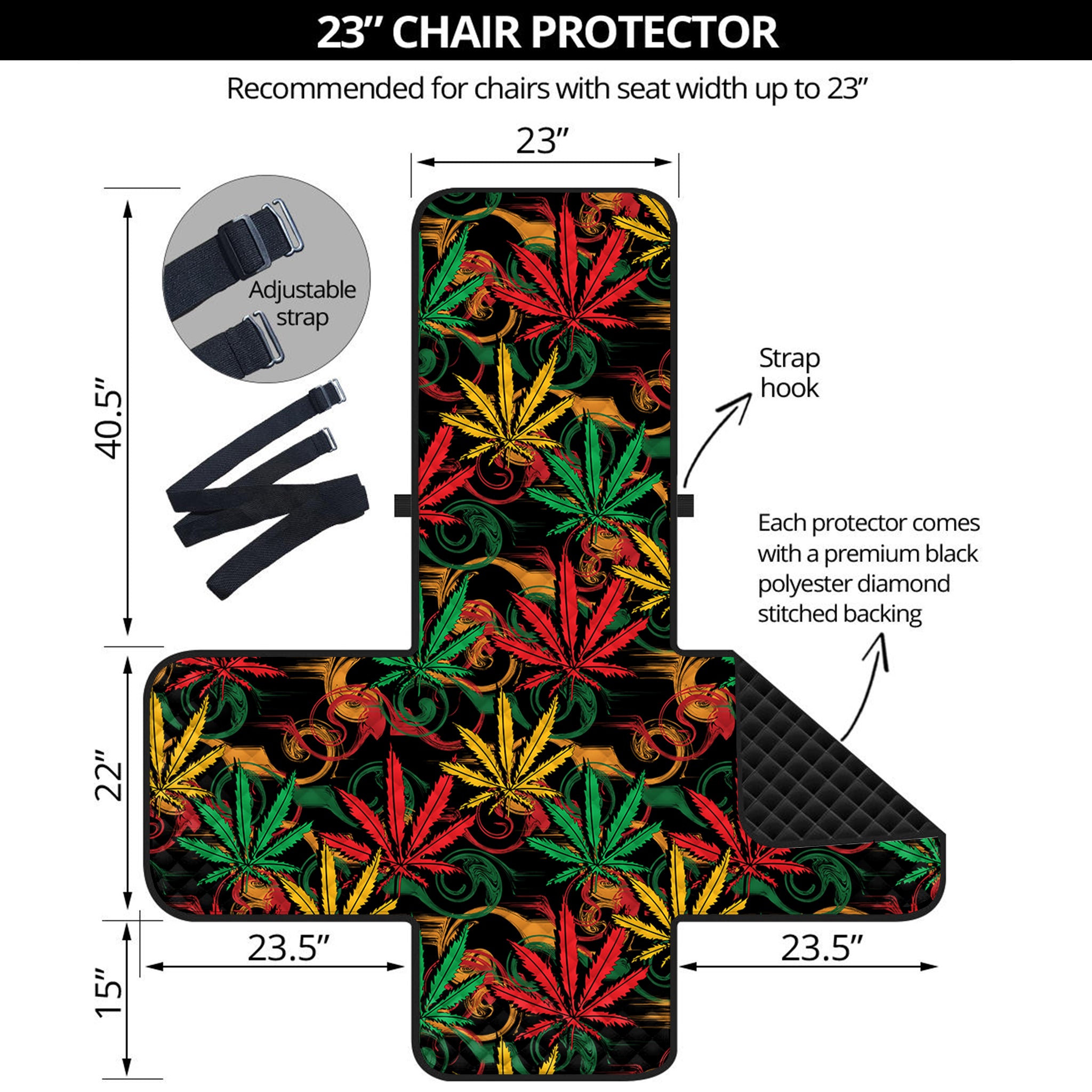 Rasta Marijuana Pattern Print Armchair Protector