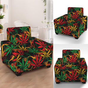 Rasta Marijuana Pattern Print Armchair Slipcover