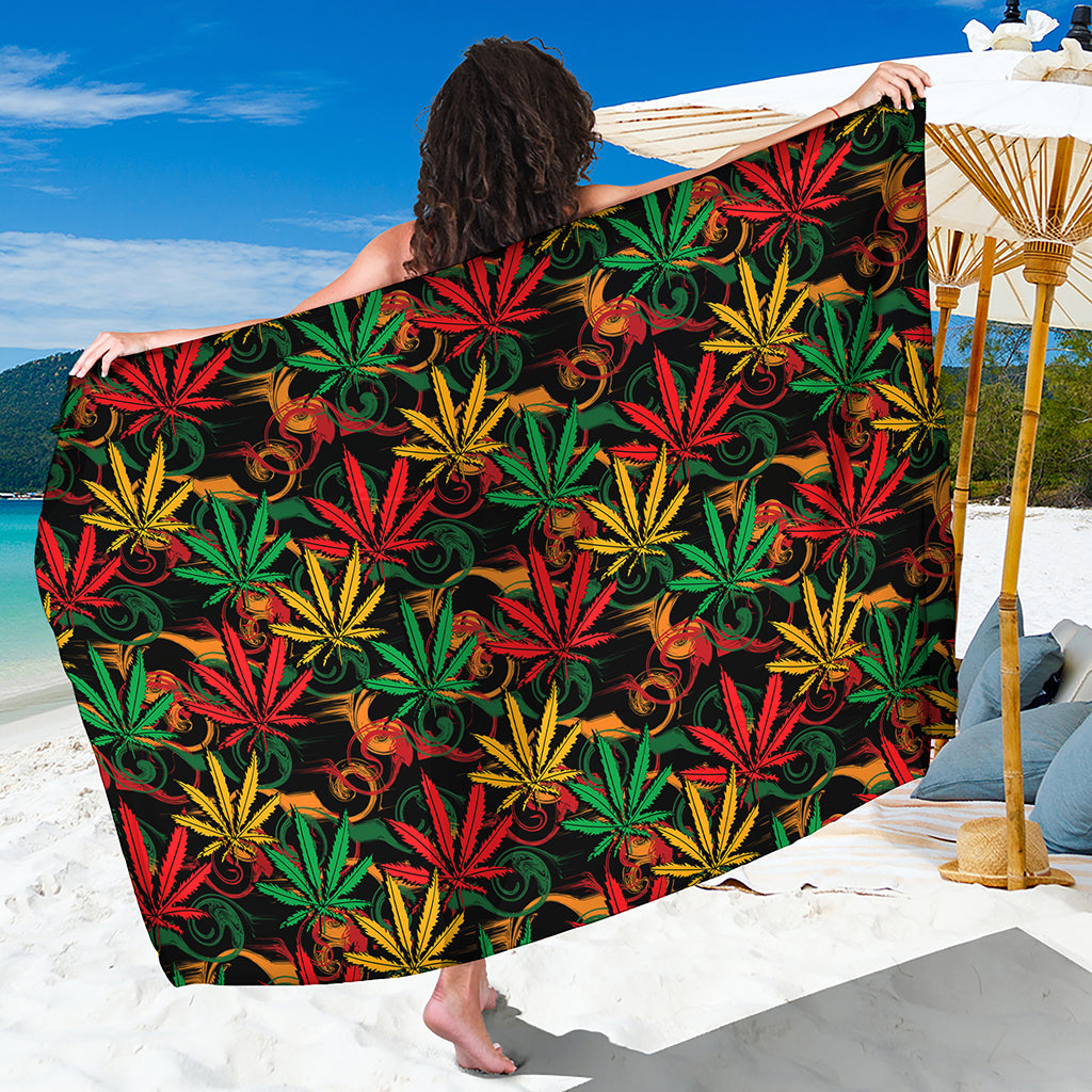 Rasta Marijuana Pattern Print Beach Sarong Wrap