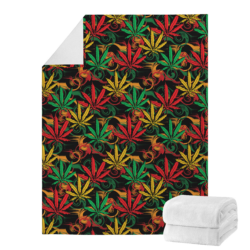 Rasta Marijuana Pattern Print Blanket