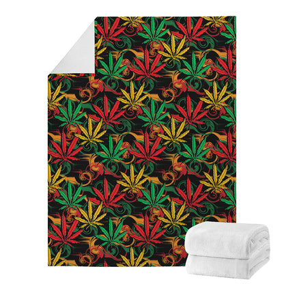 Rasta Marijuana Pattern Print Blanket