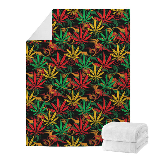 Rasta Marijuana Pattern Print Blanket