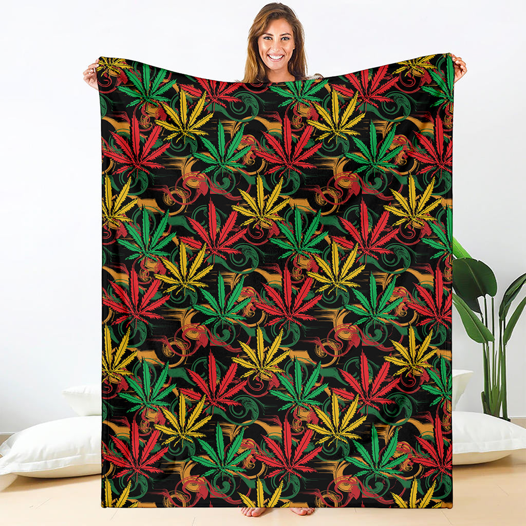 Rasta Marijuana Pattern Print Blanket