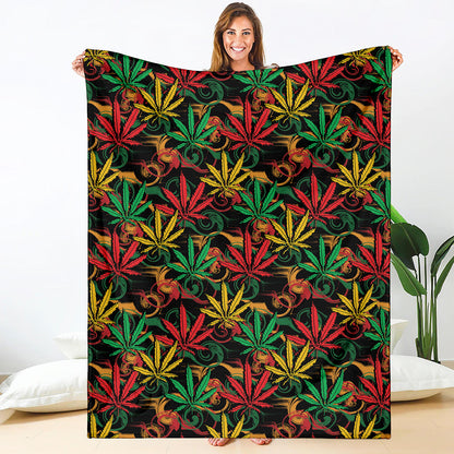 Rasta Marijuana Pattern Print Blanket
