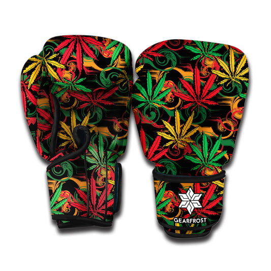 Rasta Marijuana Pattern Print Boxing Gloves