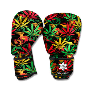 Rasta Marijuana Pattern Print Boxing Gloves