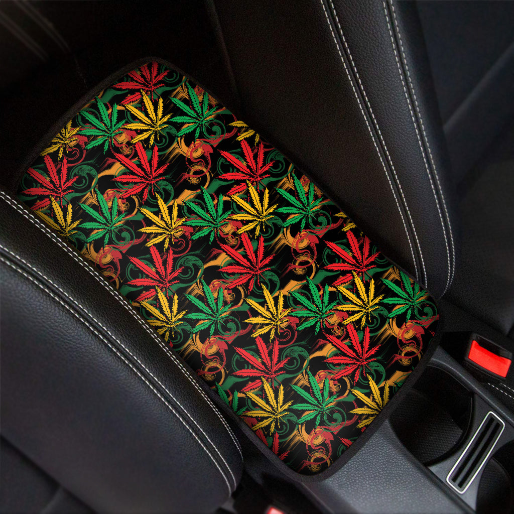 Rasta Marijuana Pattern Print Car Center Console Cover