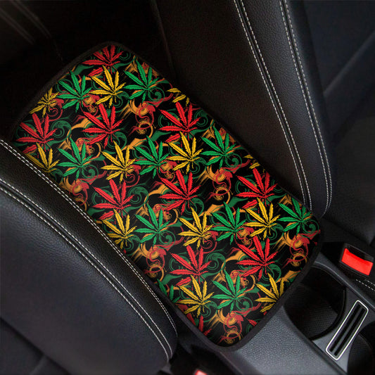 Rasta Marijuana Pattern Print Car Center Console Cover