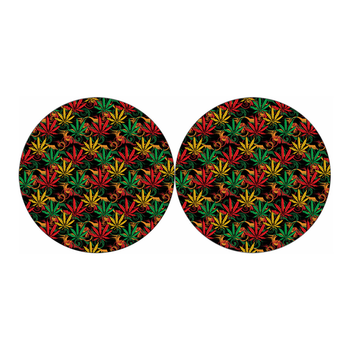 Rasta Marijuana Pattern Print Car Coasters
