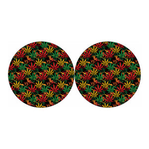 Rasta Marijuana Pattern Print Car Coasters