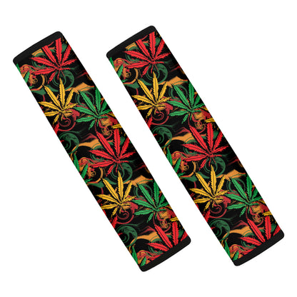 Rasta Marijuana Pattern Print Car Seat Belt Covers