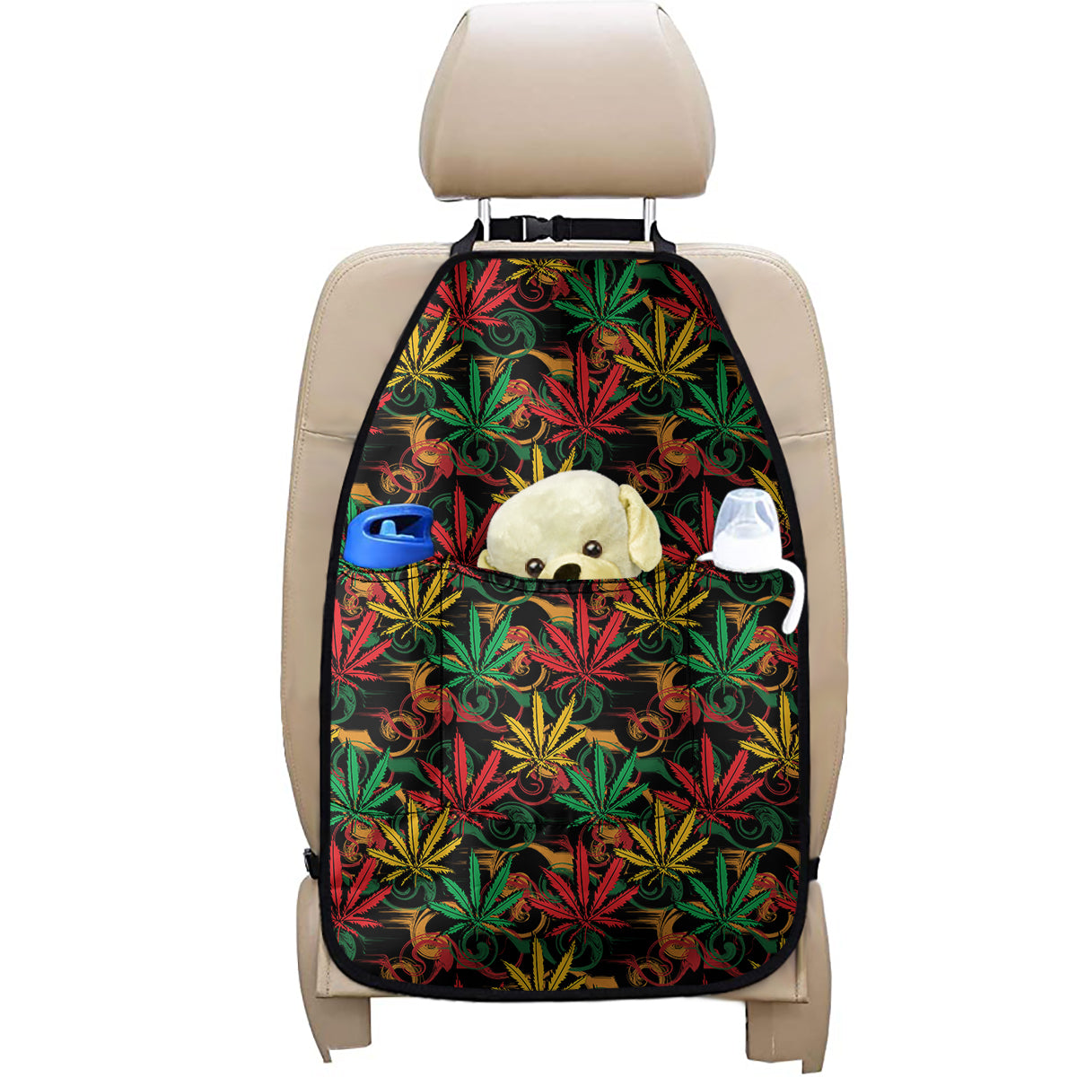 Rasta Marijuana Pattern Print Car Seat Organizers