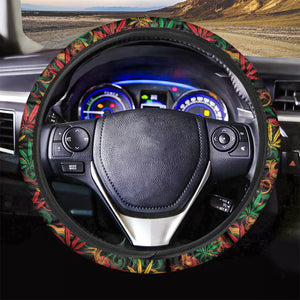 Rasta Marijuana Pattern Print Car Steering Wheel Cover