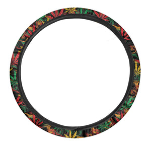 Rasta Marijuana Pattern Print Car Steering Wheel Cover