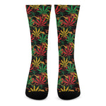 Rasta Marijuana Pattern Print Crew Socks