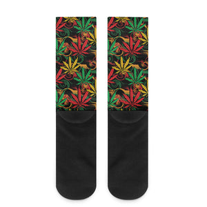 Rasta Marijuana Pattern Print Crew Socks