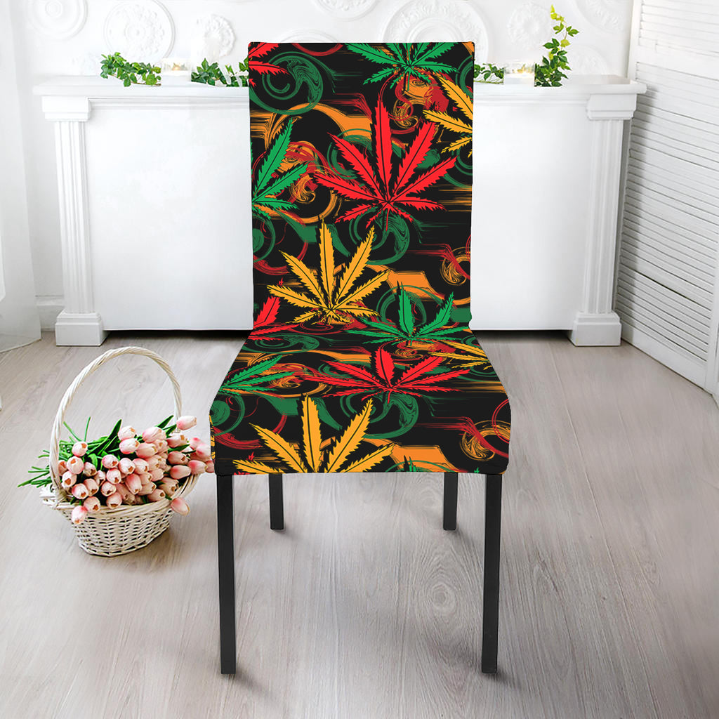 Rasta Marijuana Pattern Print Dining Chair Slipcover