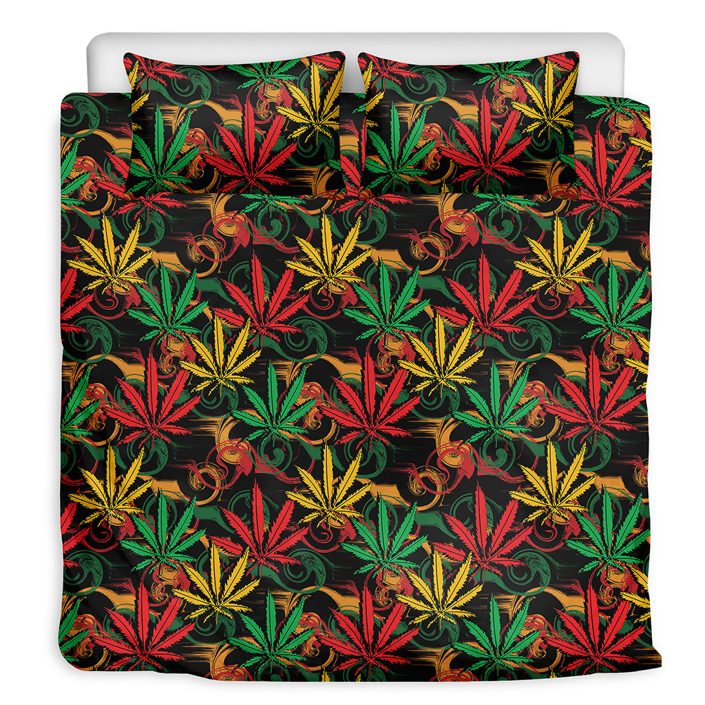 Rasta Marijuana Pattern Print Duvet Cover Bedding Set