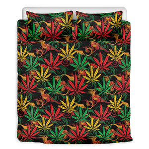 Rasta Marijuana Pattern Print Duvet Cover Bedding Set