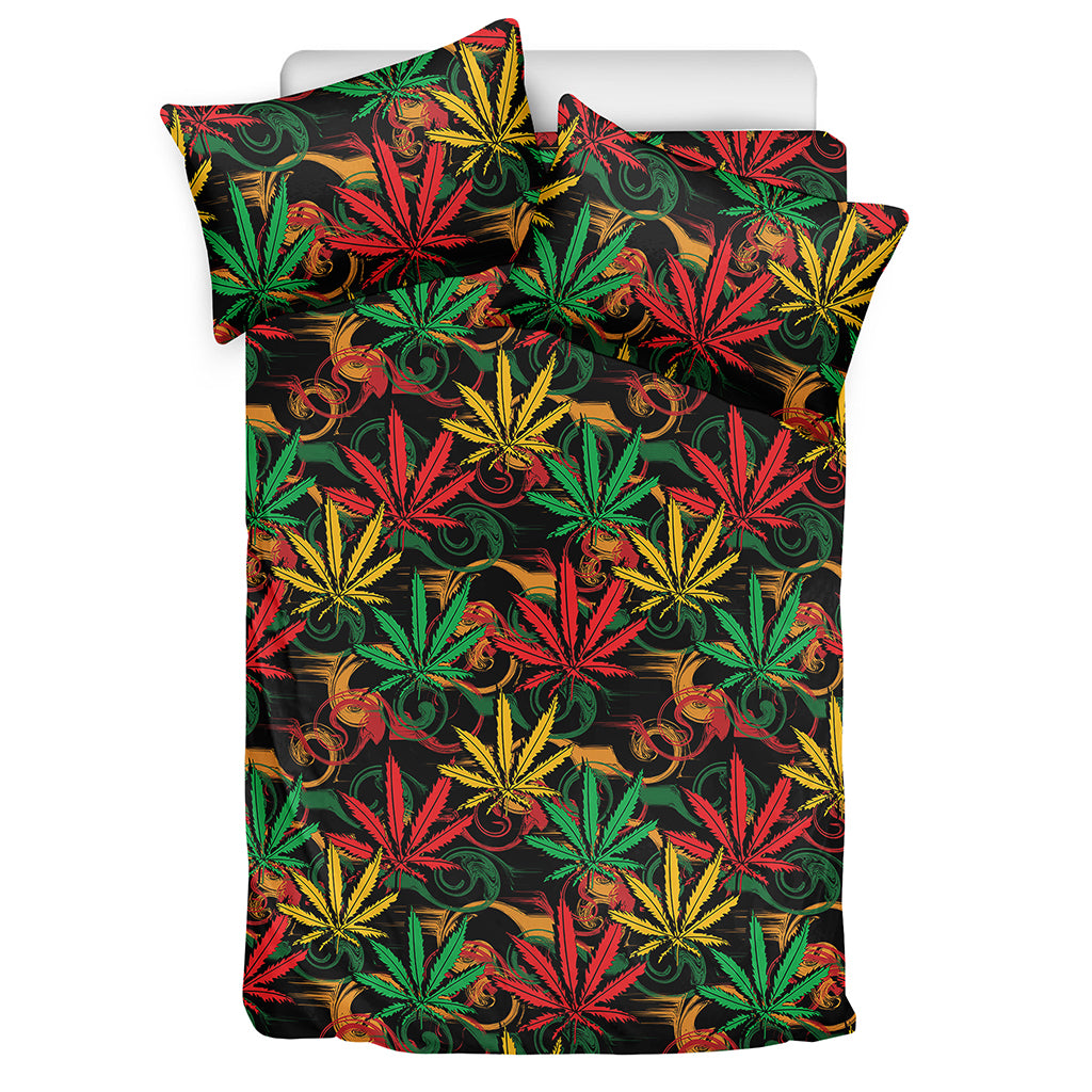 Rasta Marijuana Pattern Print Duvet Cover Bedding Set