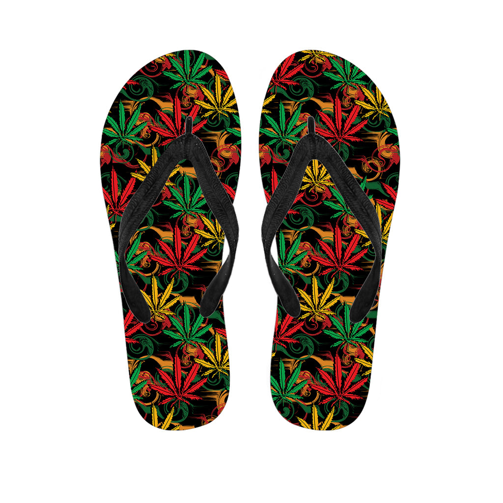 Rasta Marijuana Pattern Print Flip Flops
