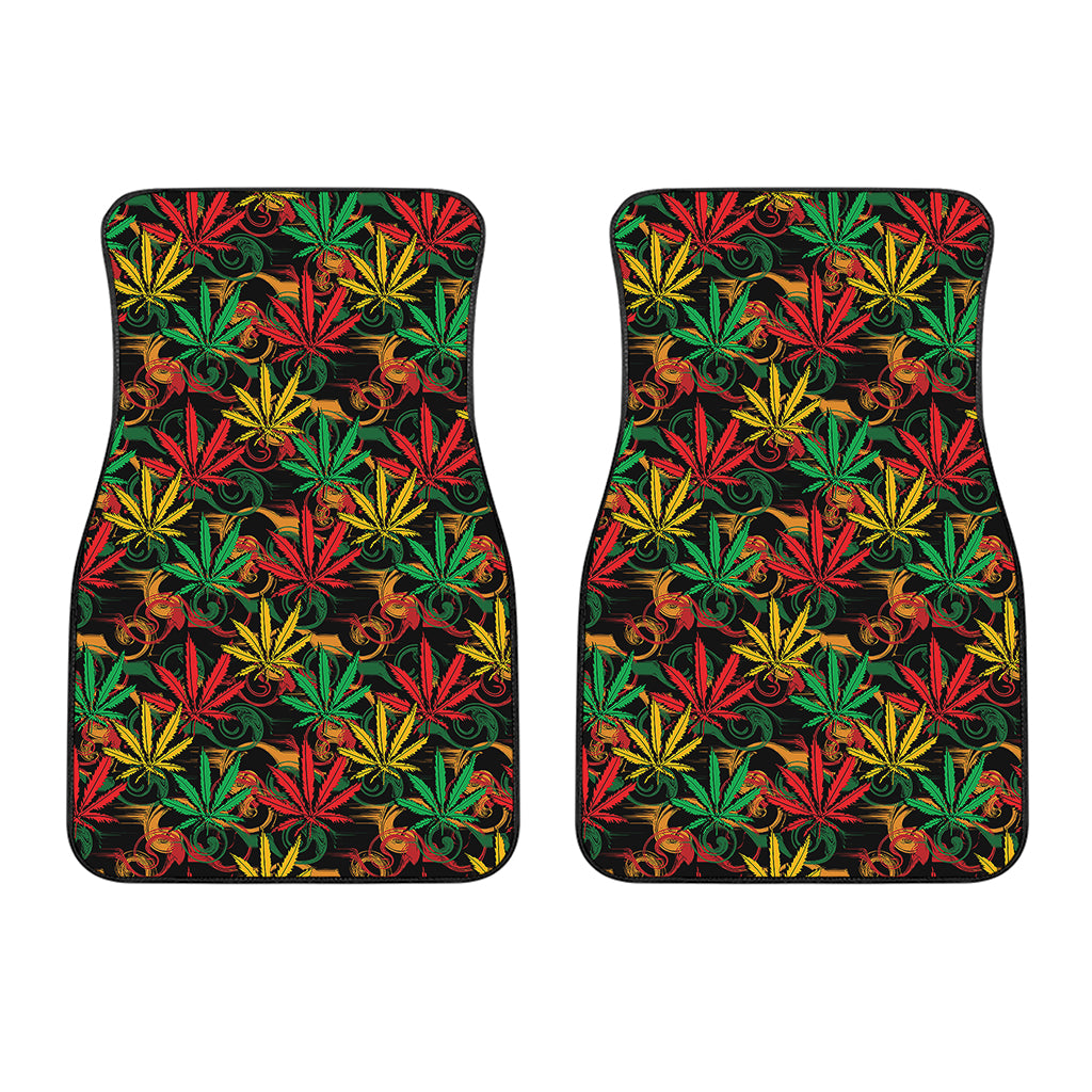 Rasta Marijuana Pattern Print Front Car Floor Mats