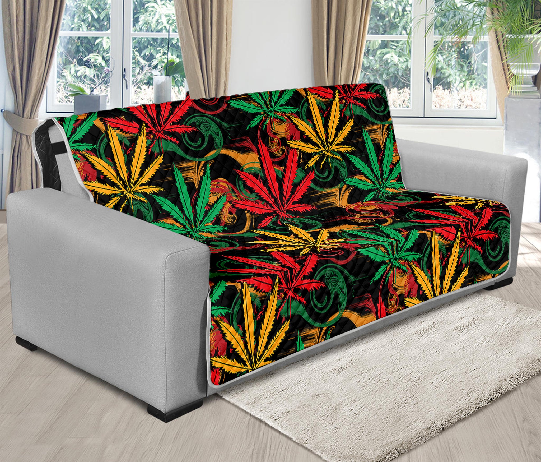 Rasta Marijuana Pattern Print Futon Protector