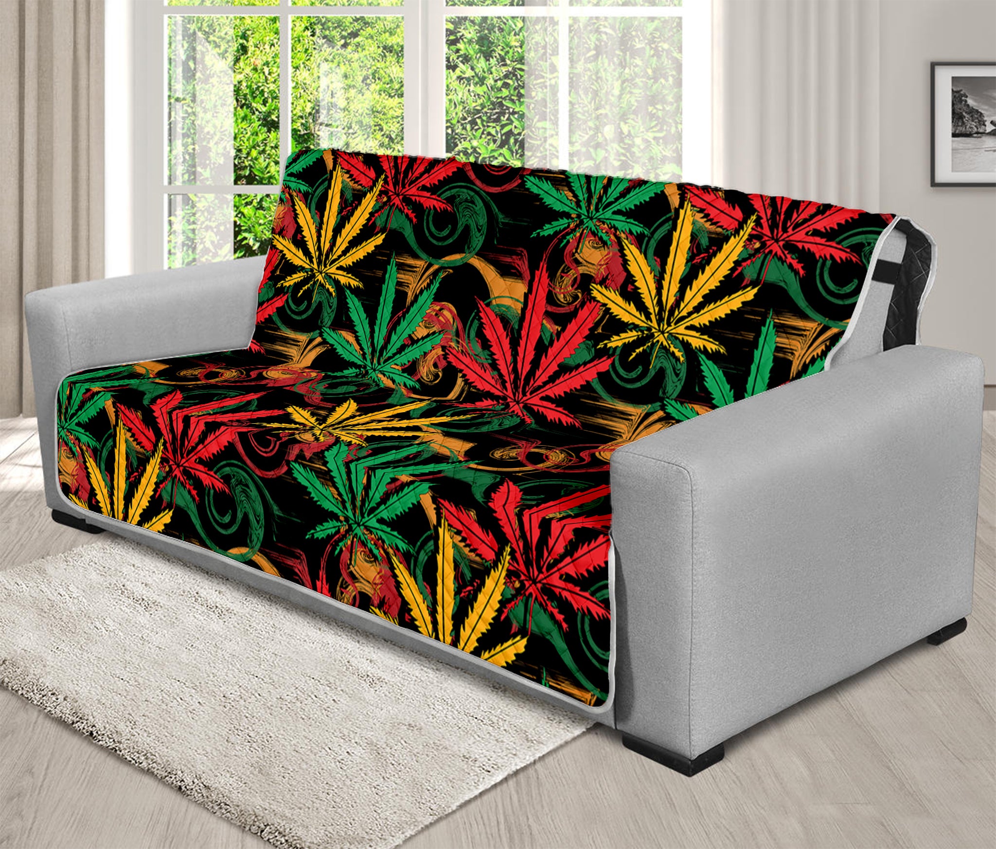 Rasta Marijuana Pattern Print Futon Protector