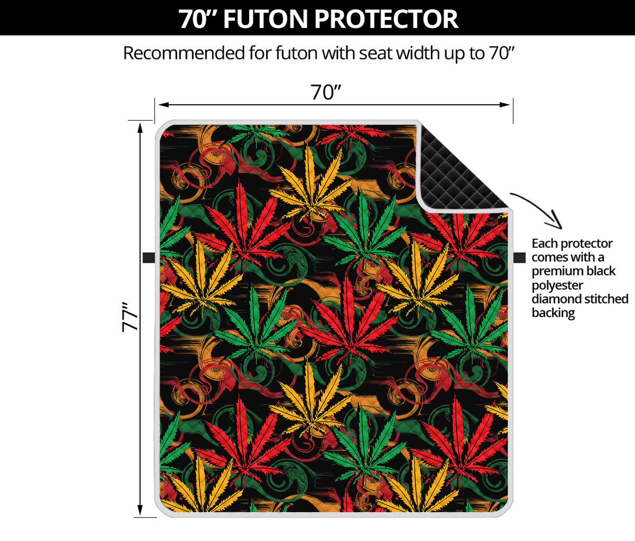 Rasta Marijuana Pattern Print Futon Protector