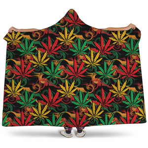 Rasta Marijuana Pattern Print Hooded Blanket