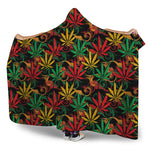 Rasta Marijuana Pattern Print Hooded Blanket