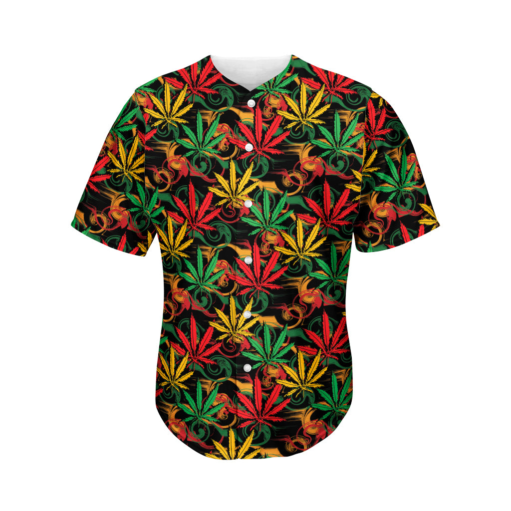Rasta Marijuana Pattern Print Men's Baseball Jersey