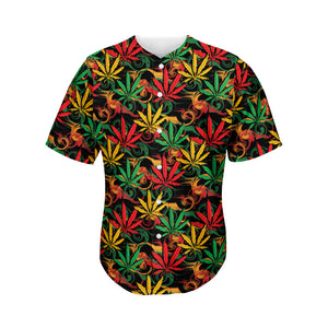 Rasta Marijuana Pattern Print Men's Baseball Jersey