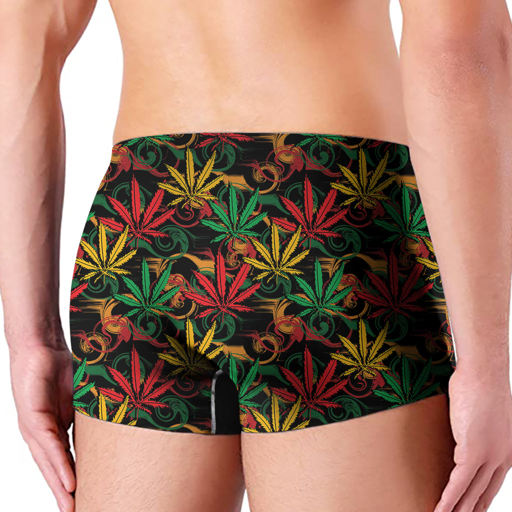 Rasta Marijuana Pattern Print Men's Boxer Briefs