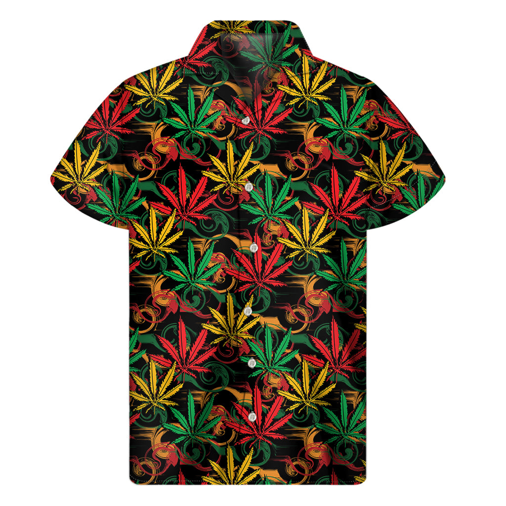 Rasta Marijuana Pattern Print Men's Short Sleeve Shirt