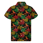 Rasta Marijuana Pattern Print Men's Short Sleeve Shirt