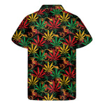 Rasta Marijuana Pattern Print Men's Short Sleeve Shirt