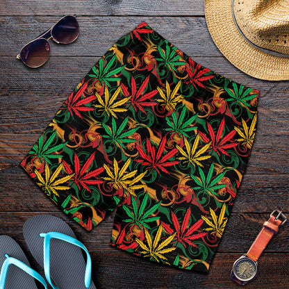 Rasta Marijuana Pattern Print Men's Shorts
