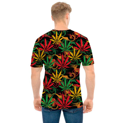Rasta Marijuana Pattern Print Men's T-Shirt
