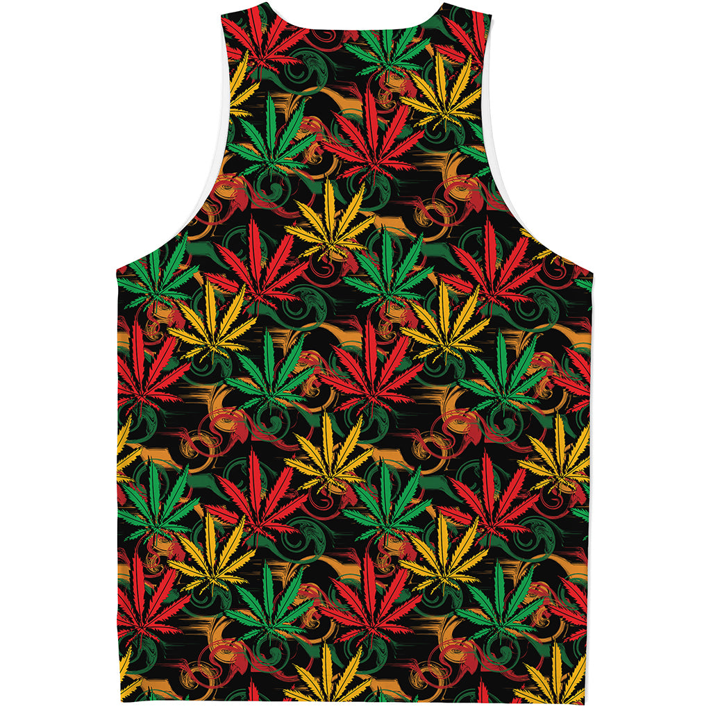 Rasta Marijuana Pattern Print Men's Tank Top