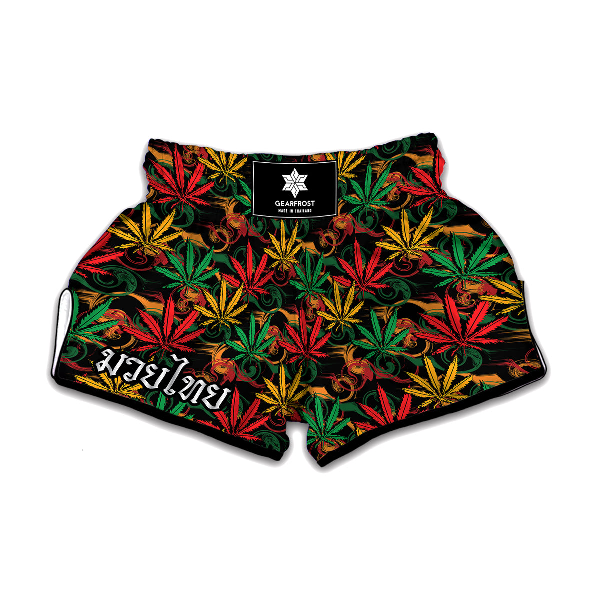 Rasta Marijuana Pattern Print Muay Thai Boxing Shorts