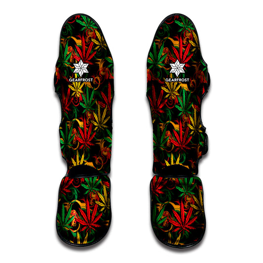 Rasta Marijuana Pattern Print Muay Thai Shin Guard