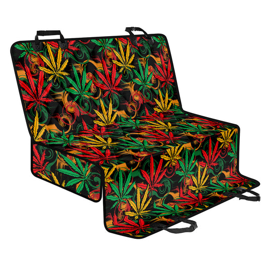 Rasta Marijuana Pattern Print Pet Car Back Seat Cover