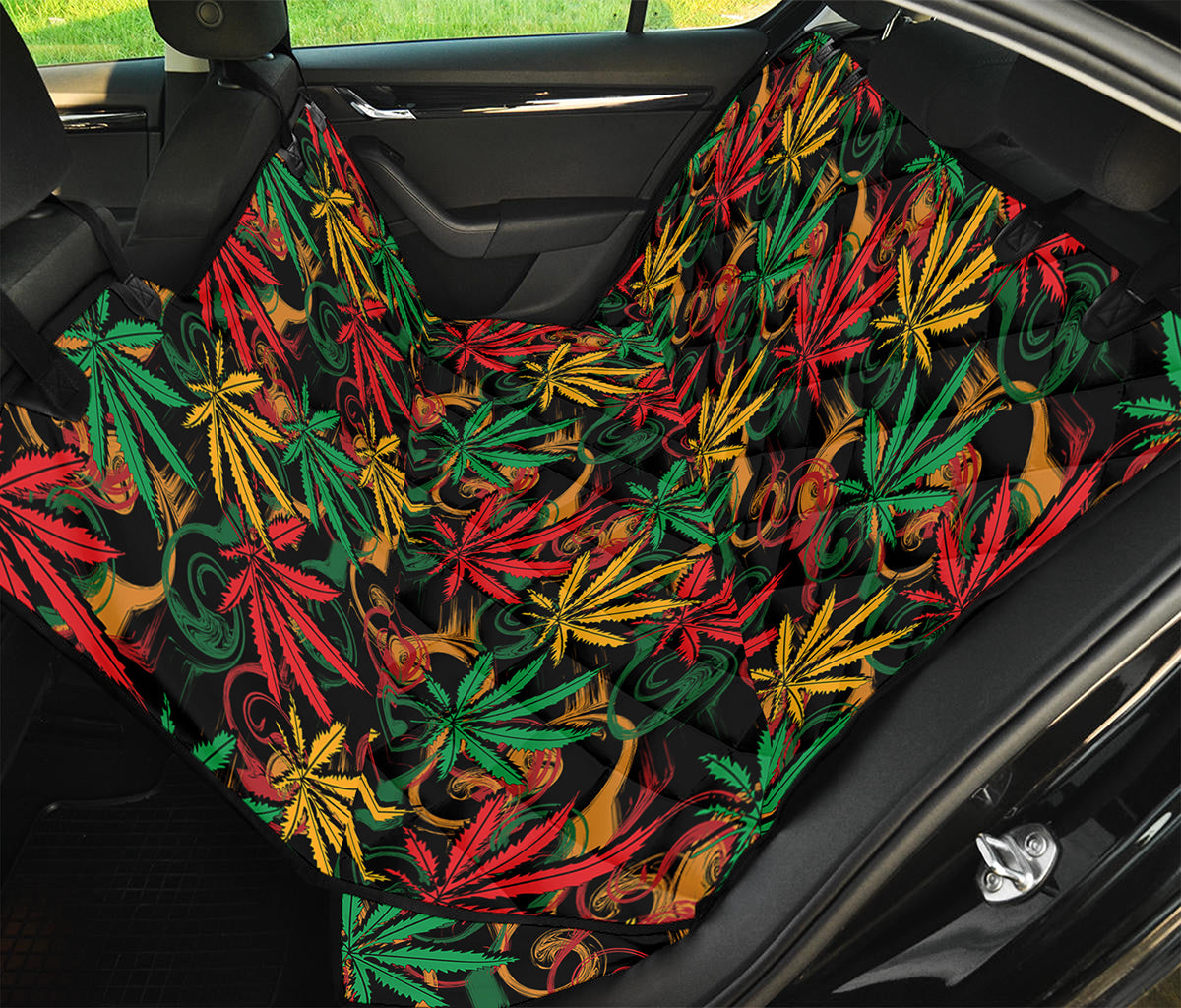 Rasta Marijuana Pattern Print Pet Car Back Seat Cover