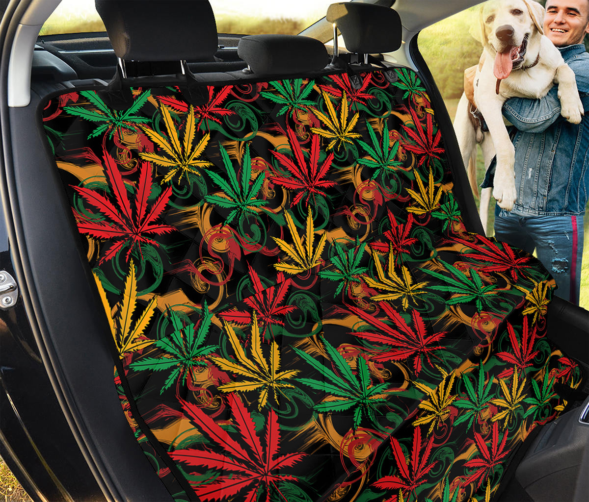 Rasta Marijuana Pattern Print Pet Car Back Seat Cover