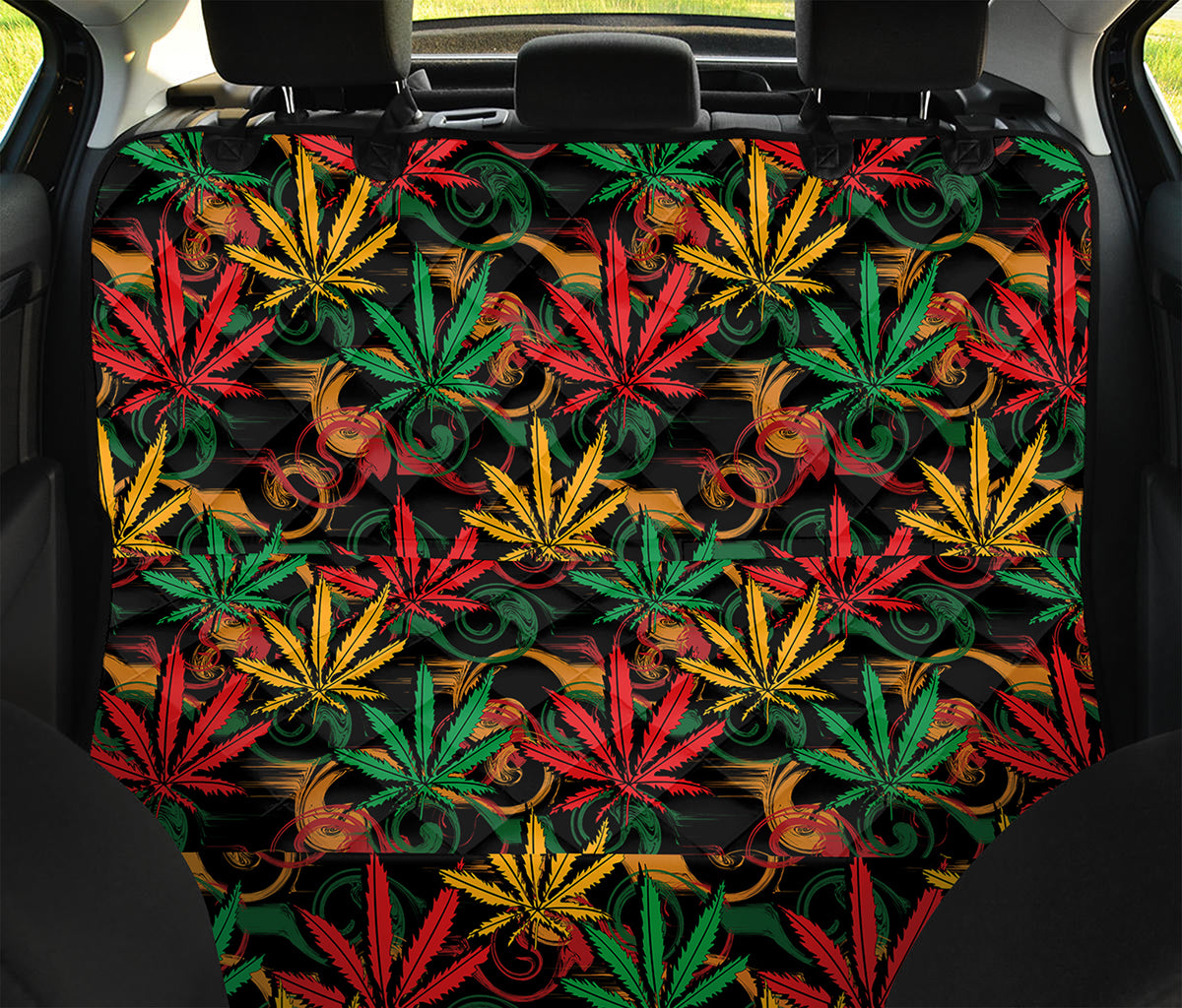 Rasta Marijuana Pattern Print Pet Car Back Seat Cover