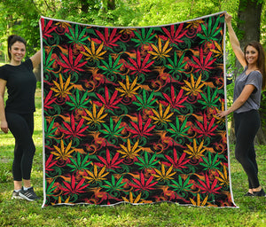 Rasta Marijuana Pattern Print Quilt